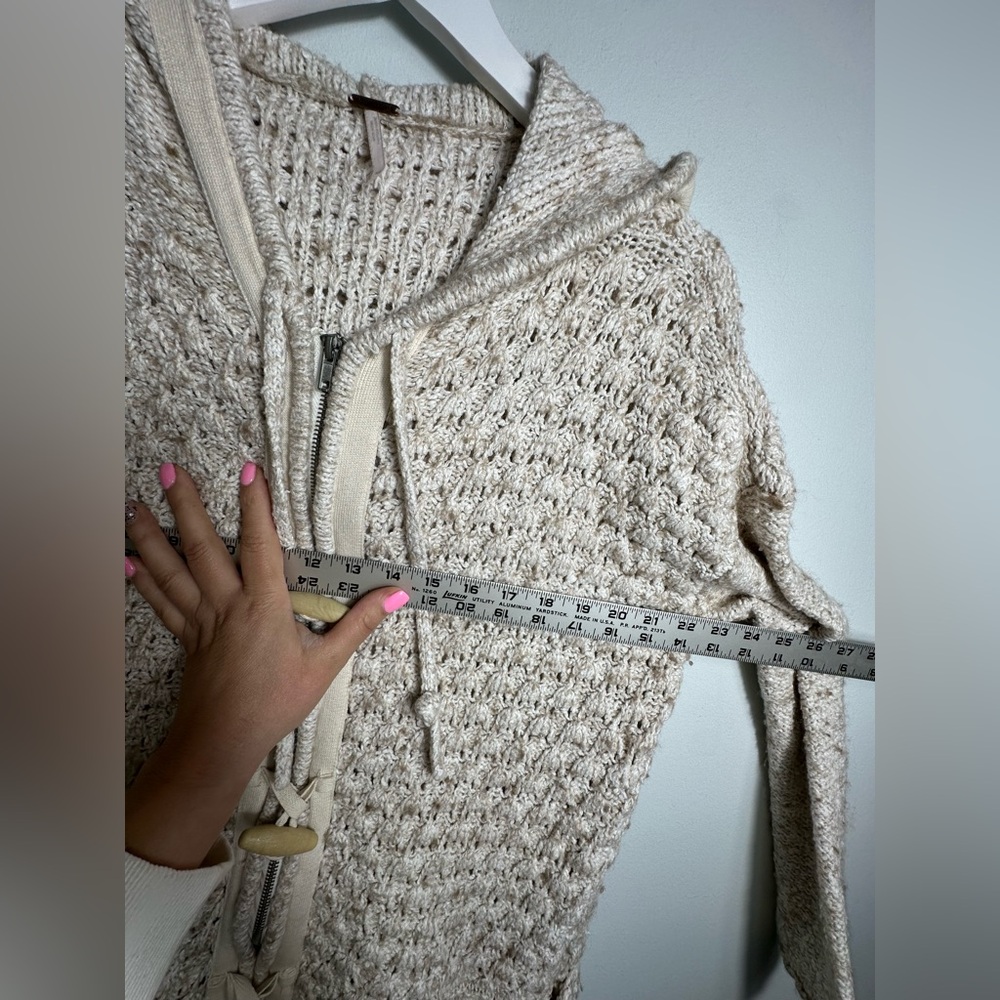 Free People | Women’s tan/cream Turn Up The Sun hooded toggle sweater coat Sz XS - Picture 14 of 17